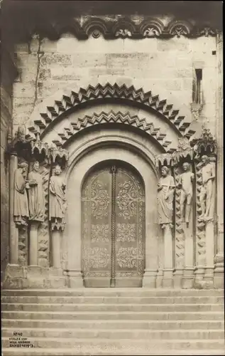 Ak Bamberg an der Regnitz Oberfranken, Dom, Adamsportal, Pforte, Statuen