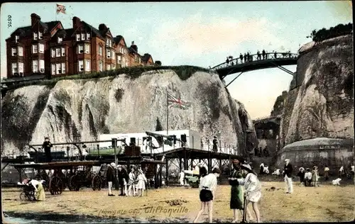 Ak Cliftonville Kent England, Newgate Gap, Strandpartie