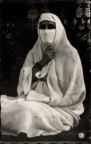 Ak Scenes et Types d'Afrique du Nord, Mauresque Voillée, verschleierte maurische Frau