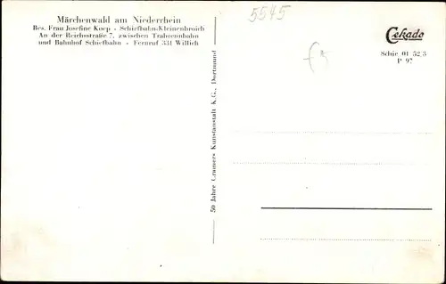 Ak Schiefbahn Kleinenbroich, Märchenwald am Niederrhein, Hubertushütte, Inh. Josefine Koep