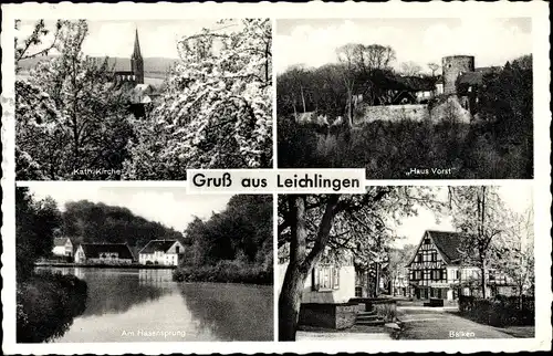 Ak Leichlingen im Rheinland, Kath. Kirche, Haus Vorst, Hasensprung, Balken