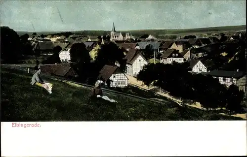 Ak Elbingerode Oberharz am Brocken, Blick über die Dächer der Stadt, Kirche, Umgebung