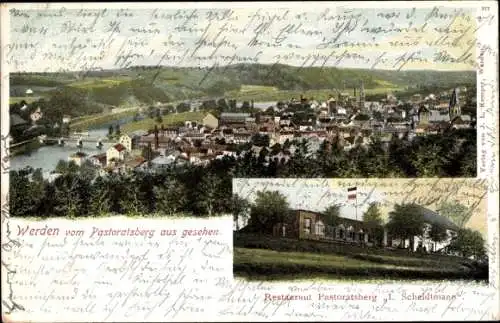 Ak Werden Essen im Ruhrgebiet, Blick vom Pastoratsberg aus, Restaurant Scheidtmann