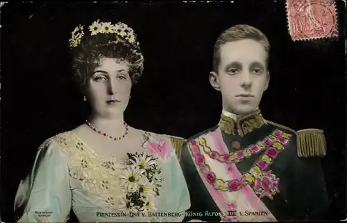 Ak Prinzessin Victoria Eugénie von Battenberg und König Alfons XIII von Spanien, RPH