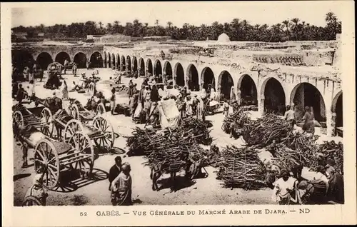 Ak Gabès Tunesien, Vue générale du marché arabe de djara, Markt