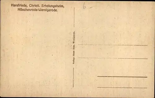 Ak Nöschenrode Wernigerode am Harz, Christliches Erholungsheim Harzfriede, Haus Bethel, Elim