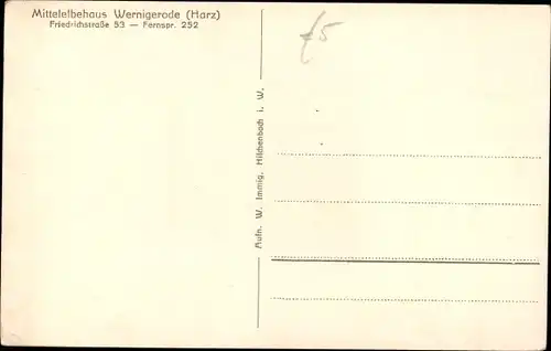 Ak Wernigerode am Harz, Mittelelbehaus, Friedrichstraße 53