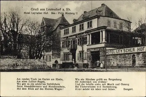 Ak Leutesdorf Rheinland Pfalz, Hotel Ley'scher Hof, Bes. Fritz Masberg, Gedicht von Bungert 