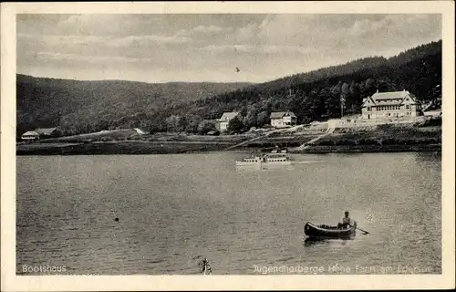 Ak Asel Vöhl am Edersee, Jugendherberge Hohe Fahrt, Bootshaus