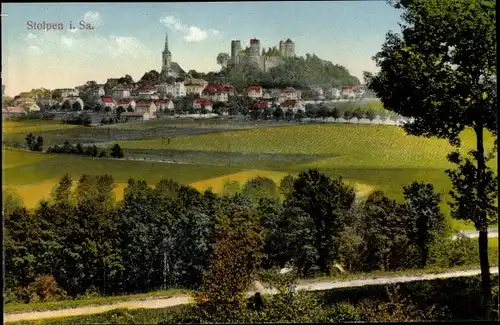 Ak Stolpen in Sachsen, Blick auf Ortschaft und Umgebung, Landschaftsblick