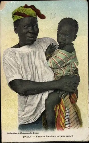 Ak Dakar Senegal, Femme Bambara et son enfant, Mutter mit Kind