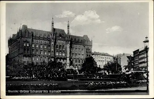 Ak Szczecin Stettin Pommern, Grüne Schanze, Rathaus