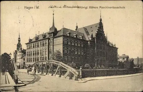 Ak Hagen in Westfalen Ruhrgebiet, Königl. Höhere Maschinenbauschule, Städt. Oberrealschule