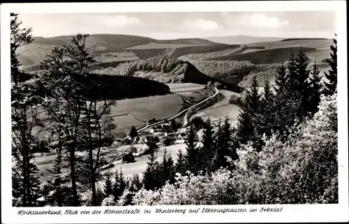 Ak Elkeringhausen Winterberg im Sauerland, Totalansicht vom Ort, Blick von der Höhenstraße, Orketal