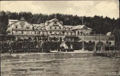 Ak Skodsborg Rudersdal Dänemark, Badehotel, Uferpartie