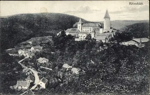 Ak Křivoklát Pürglitz Mittelböhmen, Burg, Panorama vom Ort