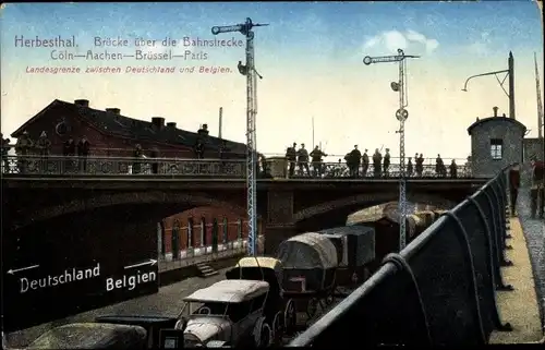 Ak Herbesthal Lontzen Wallonien Lüttich, Blick über die Bahnstrecke Köln Aachen Brüssel Paris