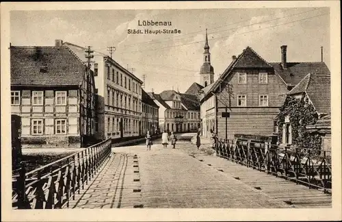 Ak Lübbenau im Spreewald, Städt. Hauptstraße, Brücke