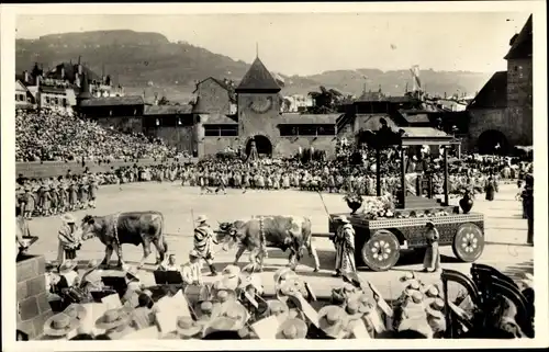 Ak Vevey Kt. Waadt Schweiz, Fete des Vignerons 1927, Le char de Palès