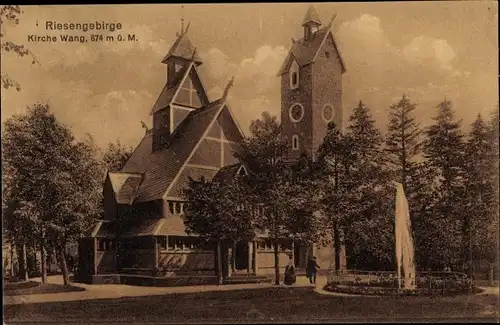 Ak Brückenberg b. Krummhübel Riesengebirge Schlesien, Kirche Wang
