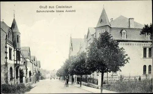 Ak Kastellaun im Rhein Hunsrück Kreis, Bahnhofstraße, obere Ansicht 