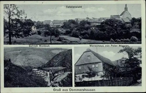 Ak Dommershausen Rheinland Pfalz, Schloss Waldeck, Warenhaus von Peter Wagner, Totalansicht 