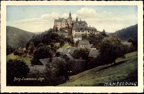 Ak Lauenstein Ludwigsstadt in Oberfranken, Burg, Panorama, Blick auf den Burgberg