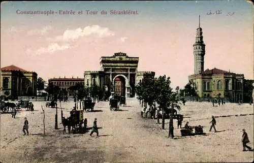 Ak Konstantinopel Istanbul Türkei, Entrée et Tour du Séraskiérat