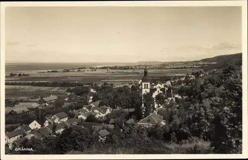 Ak Gränna Schweden, Kirche, Panoramaansicht von Ortschaft