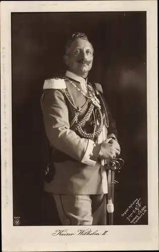 Ak Kaiser Wilhelm II., Uniform, Orden, Schulterschnüre, Säbel, NPG 4489