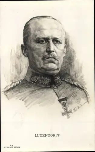 Künstler Ak General Erich Friedrich Wilhelm Ludendorff, Portrait, RPH 29