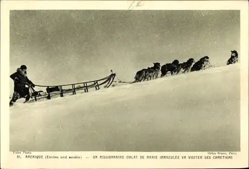 Ak Amérique, Extreme nord canadien, Missionnaire oblat de Marie Immaculée, Schlittenhunde