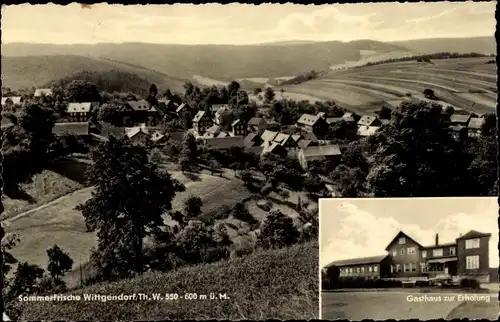 Ak Wittgendorf im Thüringer Wald, Panorama vom Ort, Gasthaus zur Erholung