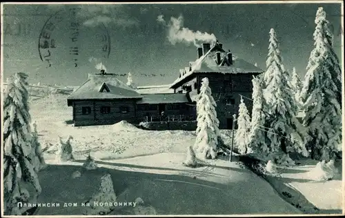 Ak Kroatien, Gebäude, Bäume, Winter