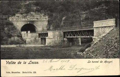 Ak Houyet Wallonien Namur, Vallee de la Lesse, Le Tunnel, Eisenbahnbrücke