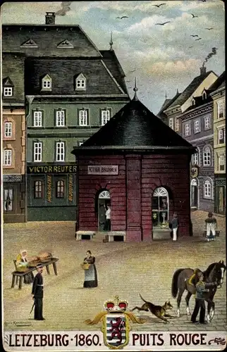 Künstler Ak Luxemburg, Letzeburg 1860, Puits Rouge