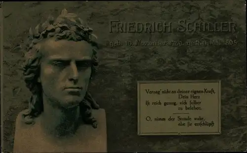 Ak Dichter und Schriftsteller Friedrich von Schiller, Büste