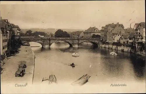 Ak Kassel in Hessen, Fuldapartie mit Brücke