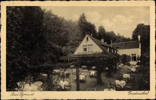 Ak Bad Pyrmont in Niedersachsen, Kaffee Restaurant Friedensthal, Bes. G. Freckmann