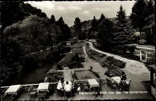 Ak Manderscheid in der Eifel Rheinland Pfalz, Heidsmühle, Blick von der Gartenterrasse