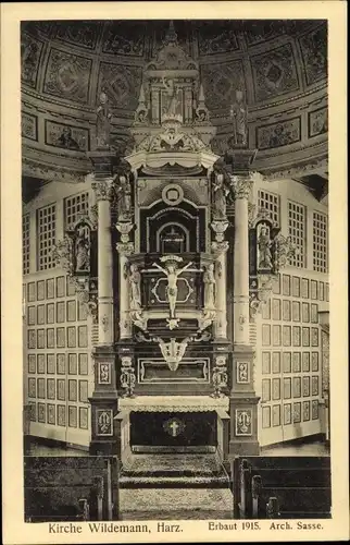 Ak Wildemann Clausthal Zellerfeld im Oberharz, Kirche, Innenansicht, Altar, Jesus