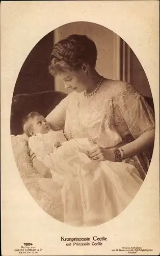 Ak Kronprinzessin Cecilie von Preußen, Portrait mit Tochter, Liersch 7904