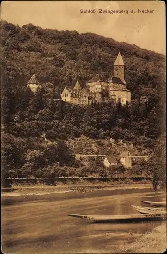 Ak Zwingenberg am Neckar, Schloss, Außenansicht, Wald