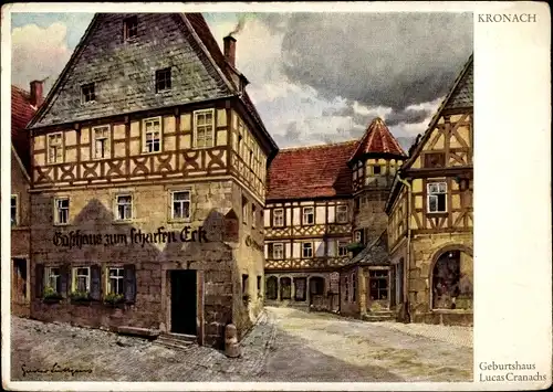 Künstler Ak Kronach im Frankenwald Bayern, Geburtshaus Lucas Cranachs, Außenansicht