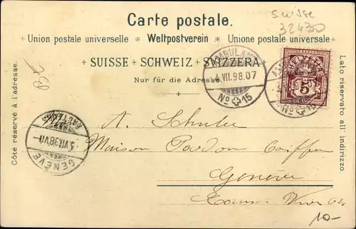 Litho Mürren Kt. Bern Schweiz, Ortschaft mit Landschaftsblick