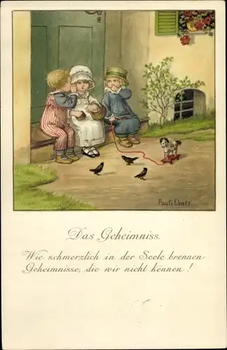 Künstler Litho Ebner, Pauli, Das Geheimnis, Kinder 