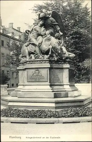 Ak Hamburg, Kriegerdenkmal, Esplanade, Statue