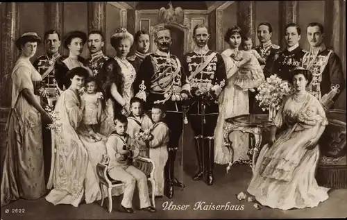 Ak Kaiserhaus, Kaiser Wilhelm II. von Preußen, Kaiserin Auguste Viktoria, Prinzessin Victoria Luise 