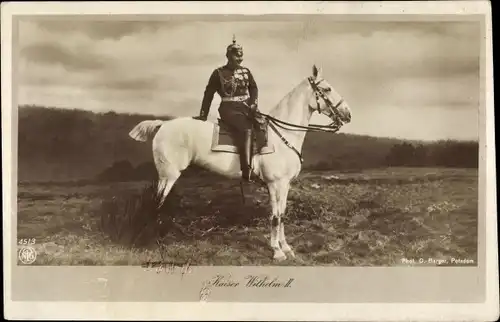 Ak Kaiser Wilhelm II. von Preußen, Portrait auf einem Pferd, NPG 4513