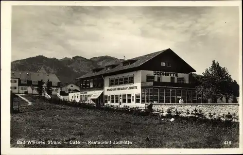 Ak Bad Wiessee in Oberbayern, Strand Café Restaurant Jodhütte 